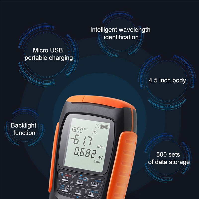 ONTi 4in1 Li-lion Battery Optical Power Meter Visual Fault Locator Network Cable Test Optical Fiber Tester 5km 15km 30km VFL