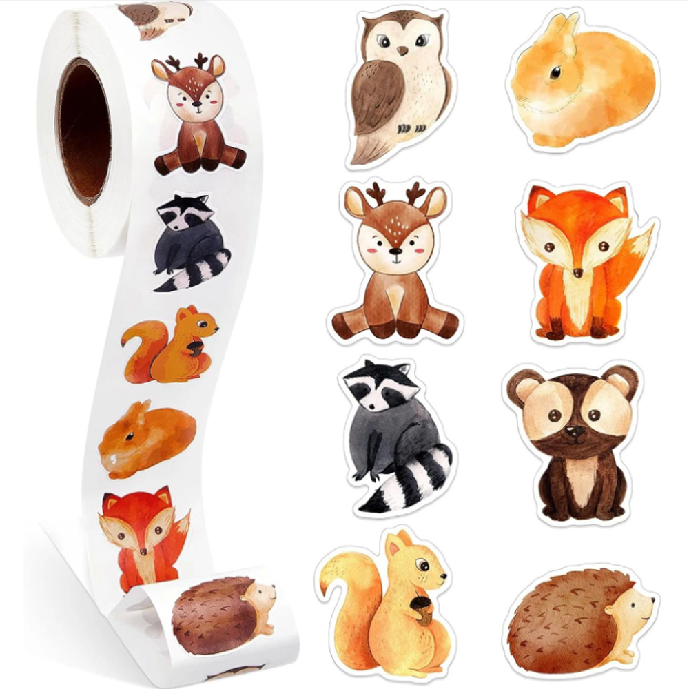 500 Stuks Cartoon Dieren Stickers Heterotypische Afdichting Label Voor Kinderen Leraar Beloning Moedigen Afdichting Label Briefpapier Sticker: Paars