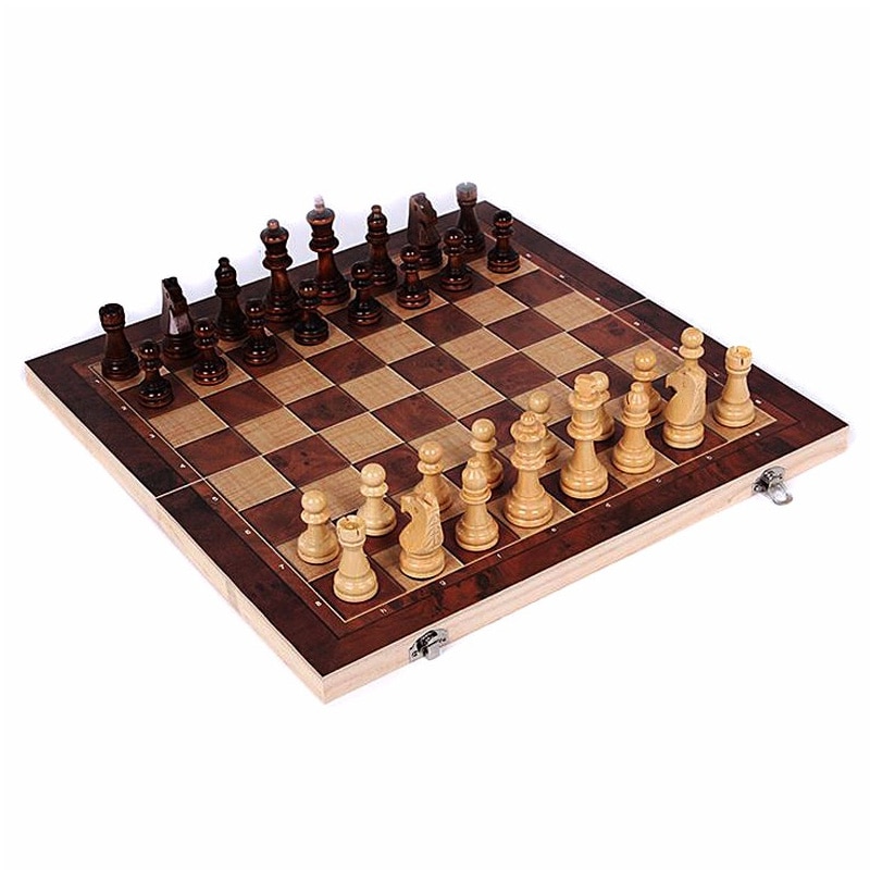 3 In 1 Internationale Schaakspel Board Houten Reizen Games Draagbare Schaken Backgammon Tocht Entertainment Spelen