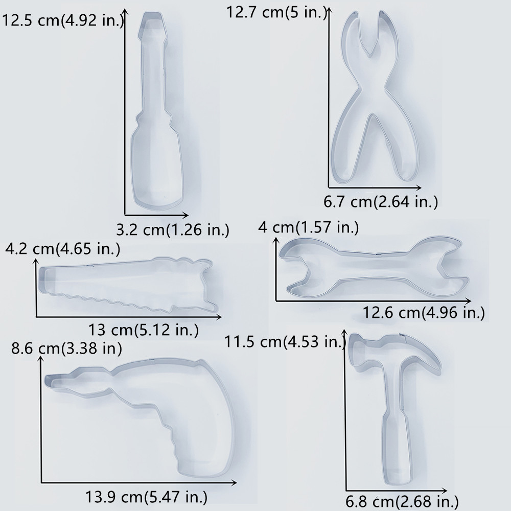 KENIAO Gereedschappen Cookie Cutter Set voor Arbeid dag/vaderdag-6 Stuk-Biscuit/Fondant/ gebak Cutter-Rvs