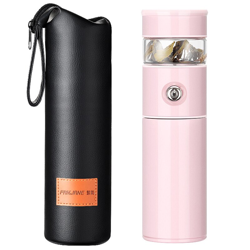 500Ml Glas Thee Thermos Cup Mok Rvs Thermos Vacuüm Cup Thee Zetgroep Fles Vacuüm Kolven Thermische Mok Water fles: Pink-bottle case