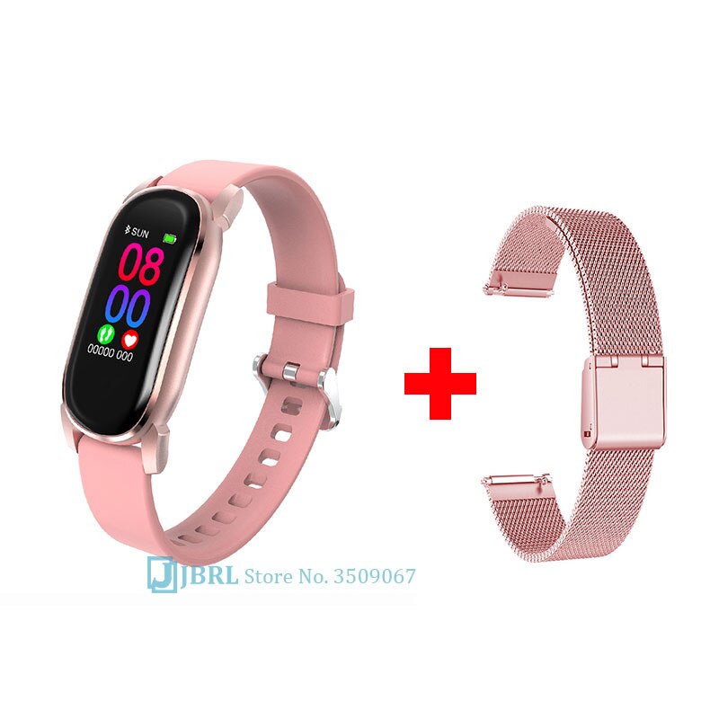 Temperatuur Digitale Horloge Vrouwen Sport Horloges Elektronische Led Dames Polshorloge Voor Mannen Vrouwen Klok Mode Bluetooth Horloge: pink add strap 5