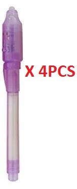 4 teile/los, UV-Licht Stift Unsichtbare Tinte Sicherheit Marker Stift Mit Ultra Violet LED Schwarzlicht: LILA