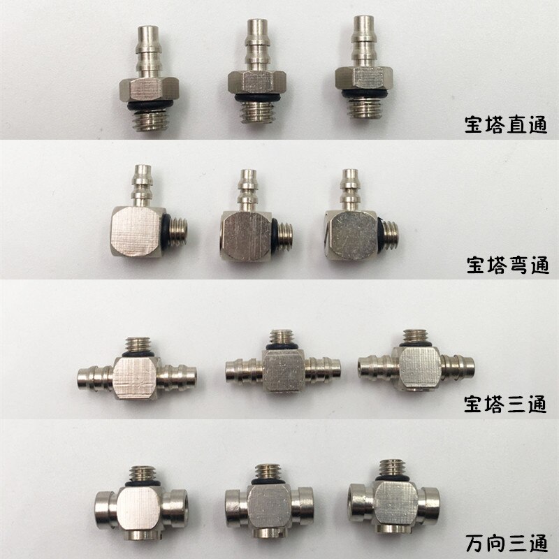 Mini Pneumatic fitting Male Thread M3 M5 M6 - Air Tube 3mm 4mm 6mm Straight Pneumatic Pipe Elbow mini Barb Connector T shape