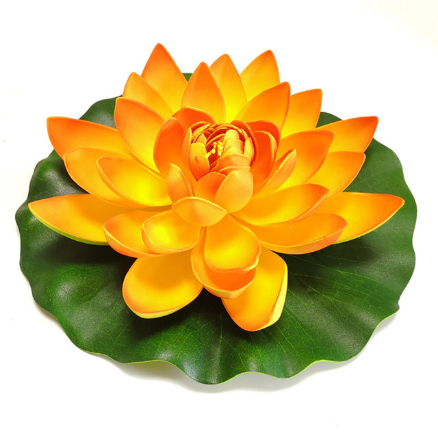 Artificial Floating Lotus Flowers Water Lily Leaf Pad Ornaments Pond Pool Aquarium Home Garden Wedding Party Decoration: Orange