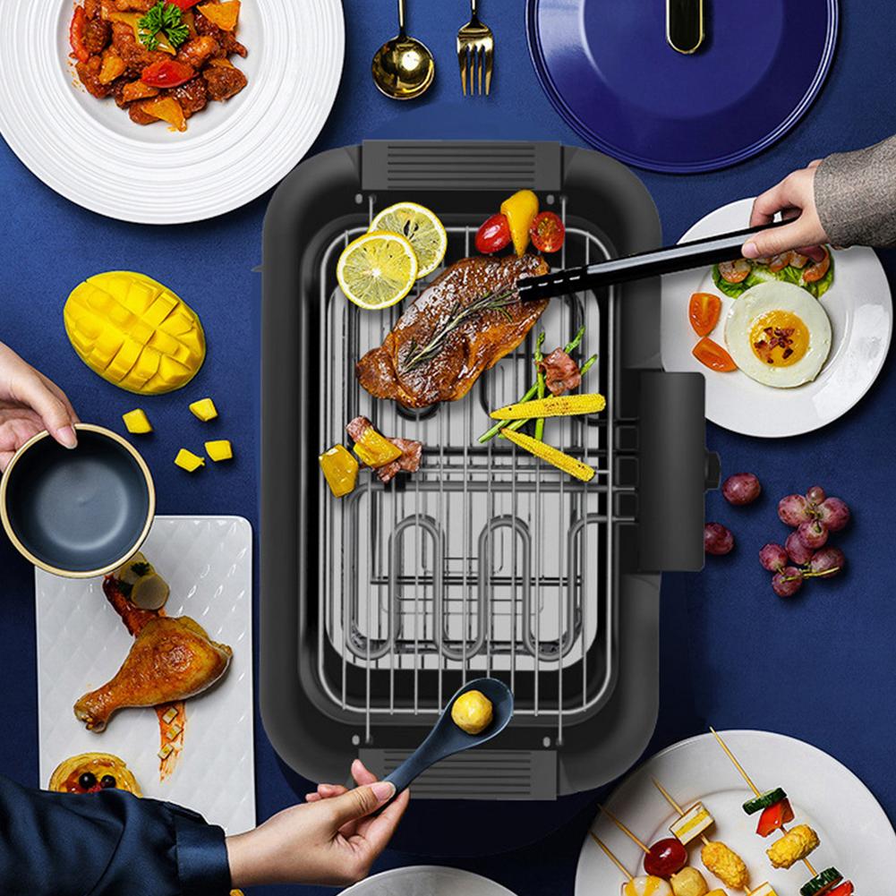 Electric Grill Indoor Smokeless Portable Food Barbecue Grill Smokeless Household Barbecue Grill Barbecue Skewers Portable Stove