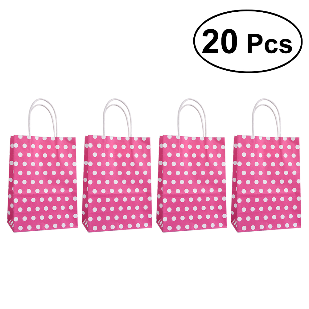 20 stuks 15 x 8 x 21cm stippen kraft papieren zakken verpakking boodschappentas opbergzak met handvatten