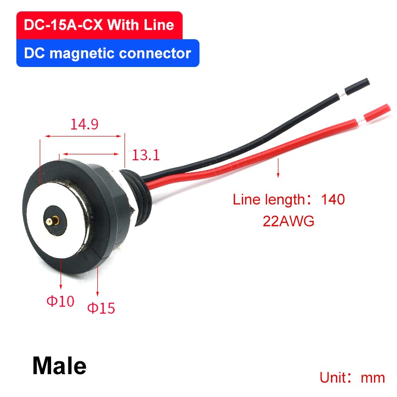 Conector magnético impermeable roscado 10-15A, Cable de carga de energía, contacto de succión magnético USB, Terminal de enchufe macho y hembra: Oro