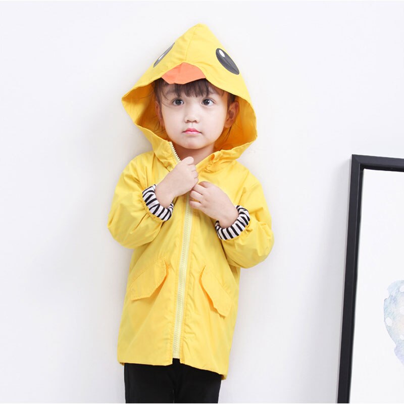 Chaqueta de pato amarillo para niños, abrigo de Primavera/otoño, chaqueta de bebés niños, abrigo de uso en exteriores para niños