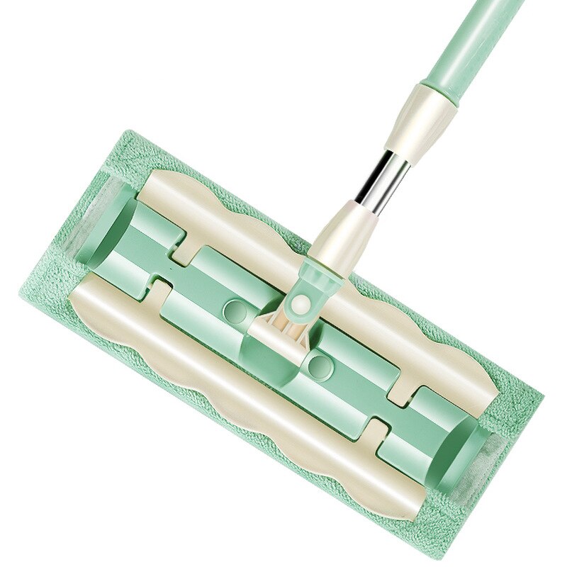 Flat Mop Floor Cleaning Mop 360 Degree Microfiber Broom Rotating Superfine Fiber Swabs wash flat Household Cleaning Tools: Green-1 mop cloth