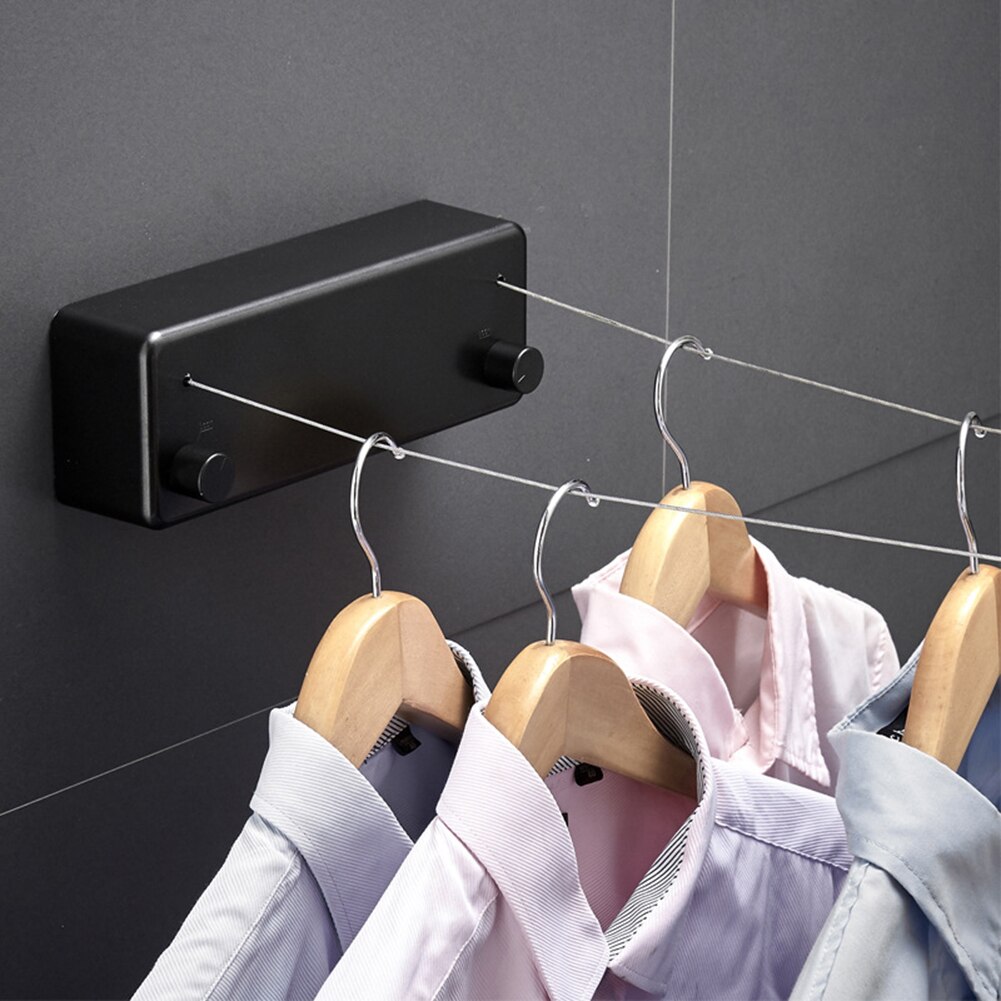 Portable Clothes Drying Rack No Drilling Required Retractable Clothesline Stainless Steel Drying Rope Laundry Storage