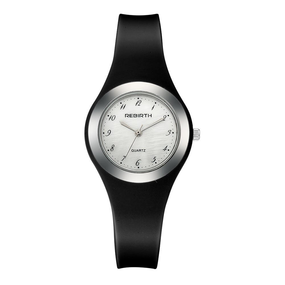 Reborn-montre-bracelet à Quartz pour femmes, bracelet en Silicone, de supérieure, montre pour femme: Black