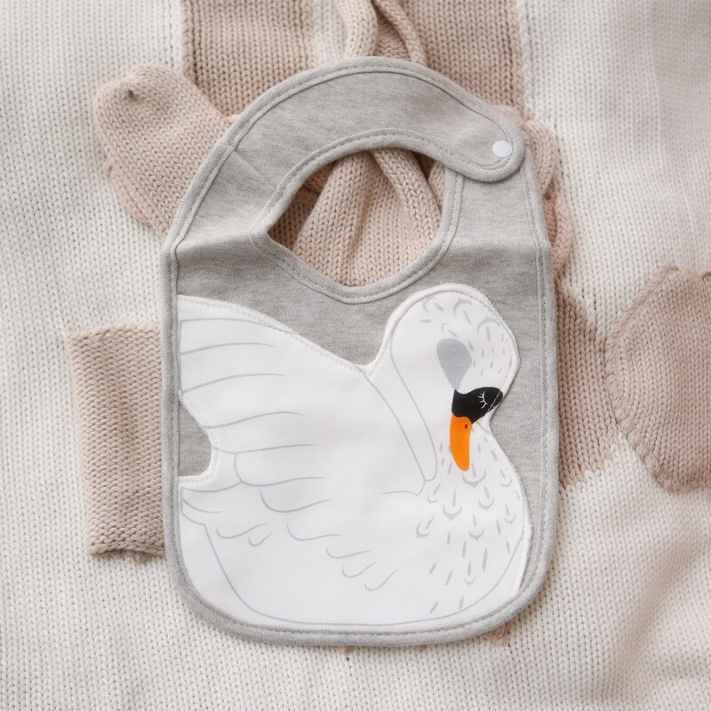 Grote Katoenen Baby Slabbetjes Waterdichte Jongen Meisje Sjaal Mousseline Burp Doek Bandana Slabbetjes Voor 6M-3Y Pasgeboren Baby Bib Peuter Accessorie: swan bibs