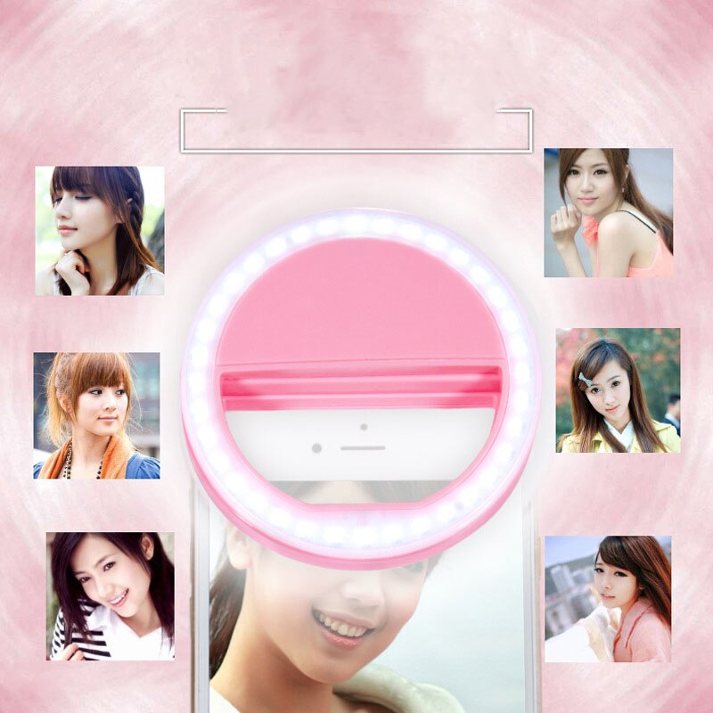 Makeup Mirror Mobile Phone Selfie Light LED Auto Flash For Cell Smartphone Round Portable Beauty Flashlight Makeup Glass espejo