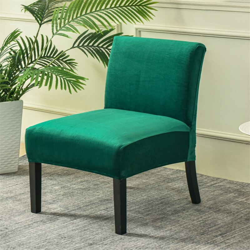Velvet Accent Chair Cover Without Arm Pink Chair Slipcover Nordic Stretch Armless Chair Covers Elastic Furniture Protector Cover: A17 Chair Cover