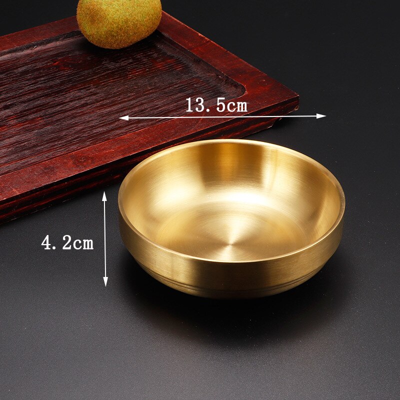 Golden Sauce silvery Dish Appetizer Serving Tray Stainless Steel Sauce Dishes Spice Plates Kitchen Supplies Plates Spice bowl: 13.5cm Golden Dish