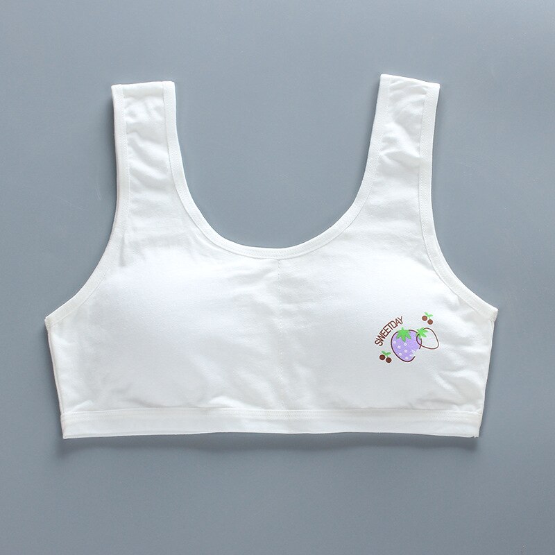 Teen Girls Tank Top Bra Cotton Underwear Big Children Shaping Training Bras Womens Detachable Chest Pad Non-wired Lingerie: White