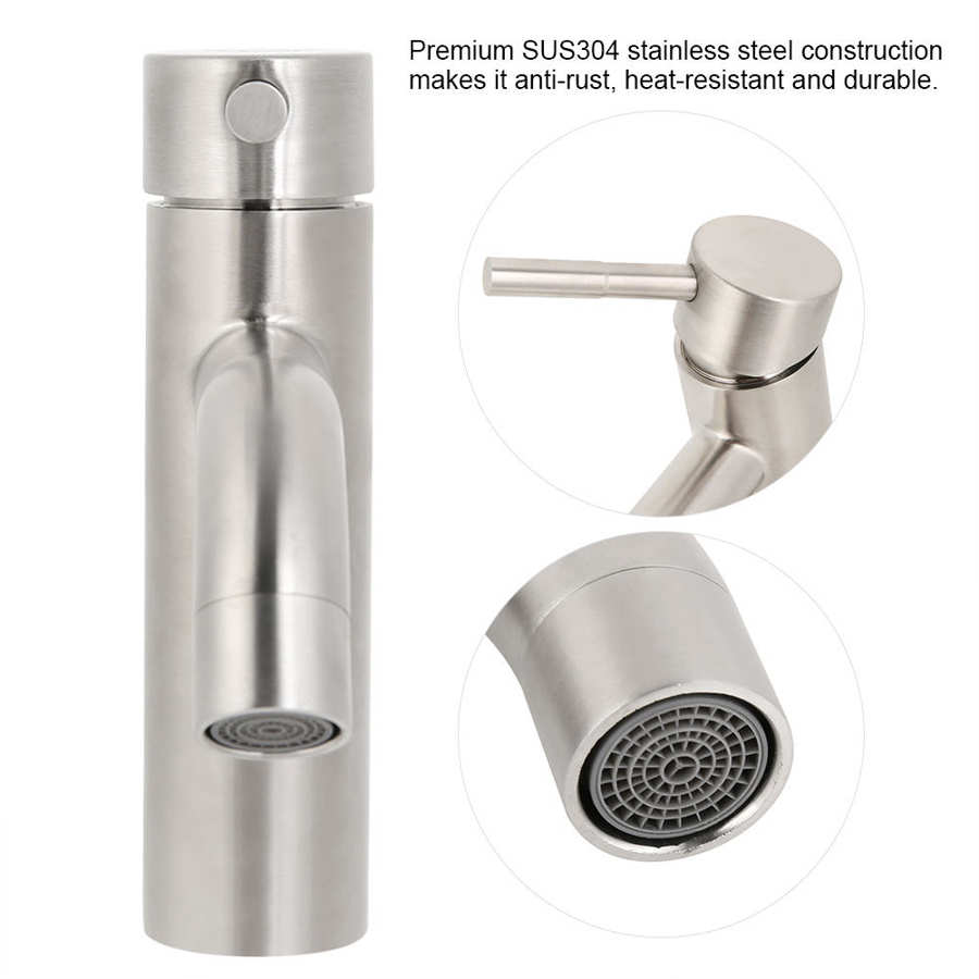 SUS304 Stainless Steel Bathroom Sink Faucet One-Handle Kitchen Water-Tap Ba Home