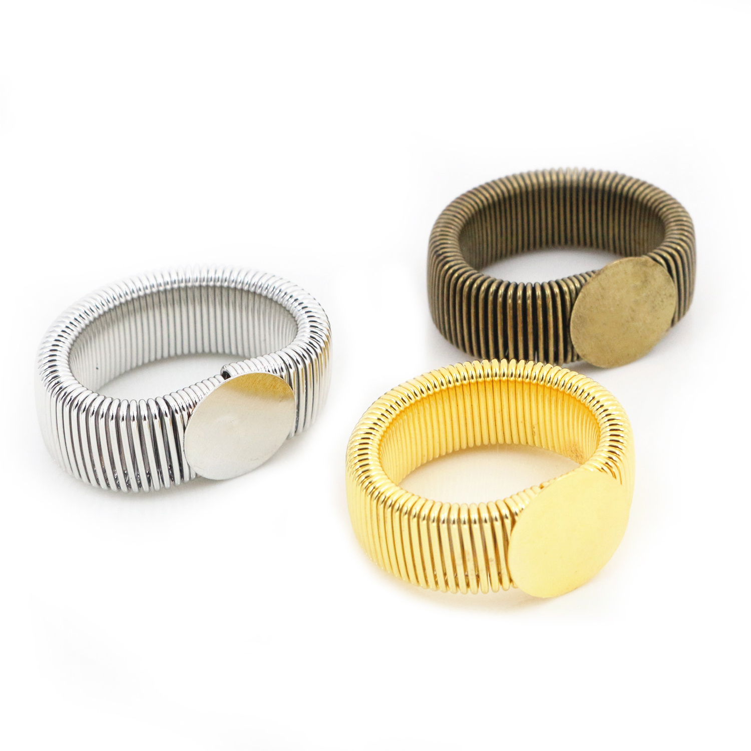 12mm 10 pces 3 cores chapeado bronze ajustável anel configurações em branco/base, cabochons de vidro de 12mm, botões; bezels anel