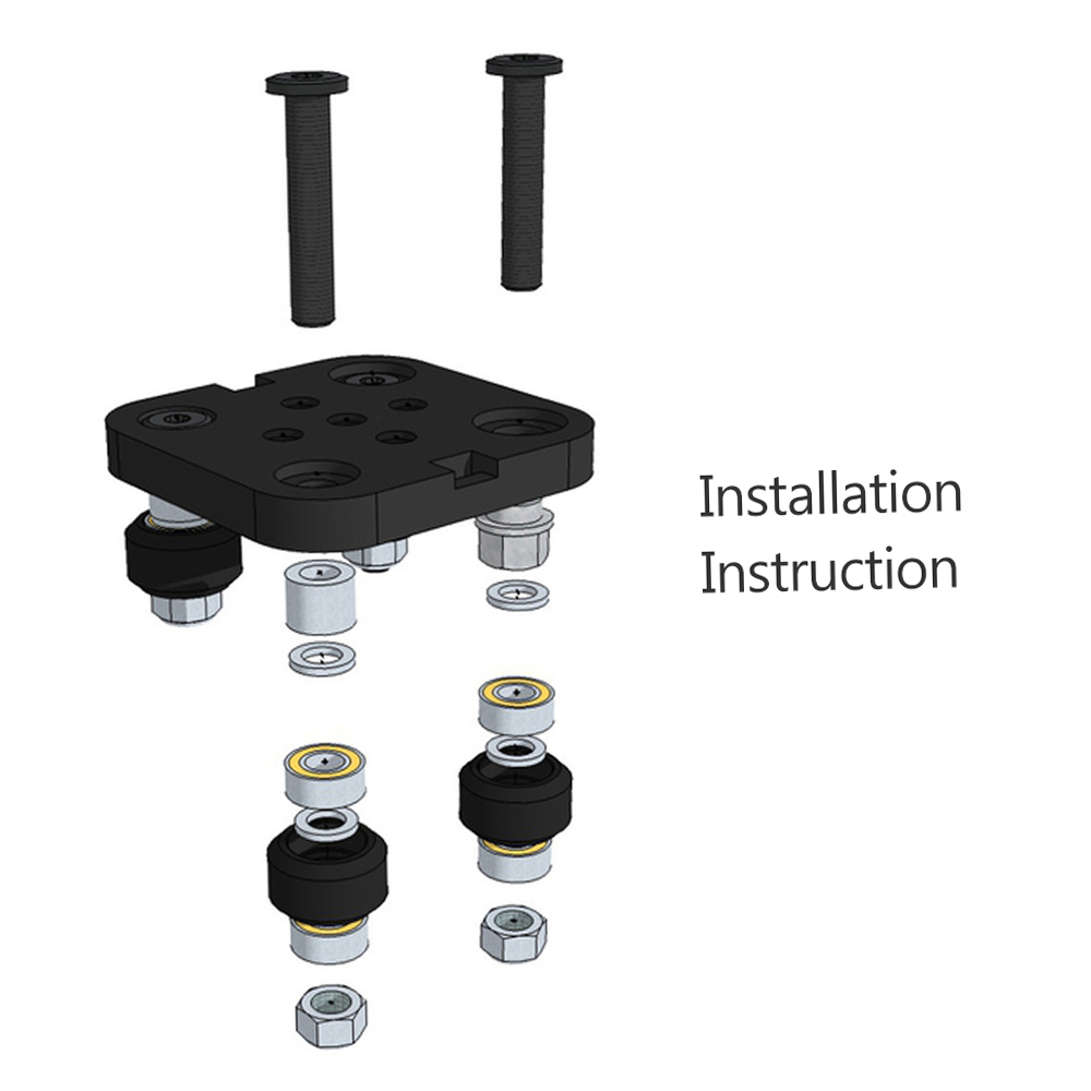 Mini V Gantry Rod Plate with Wheel for V-Groove Aluminum Profile Accessories Parts Set for CNC Kossel Nema 23 White Wheel