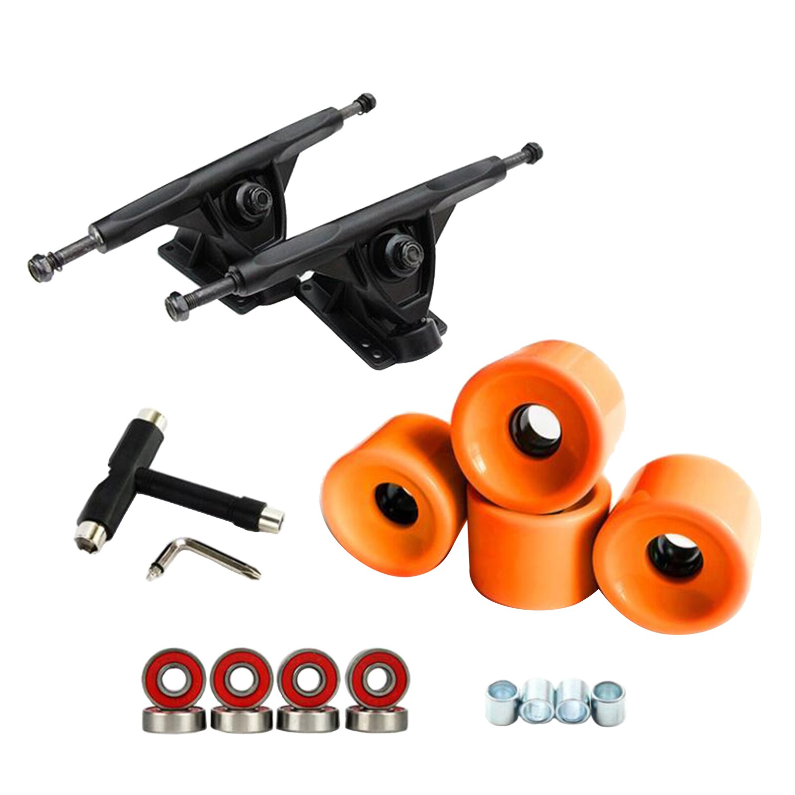 Solide Skateboard Lkw Rad Reparatur Multi-tools Installieren Montage Lager Skateboard Longboard Räder Roller Reparatur Werkzeuge: Black Orange