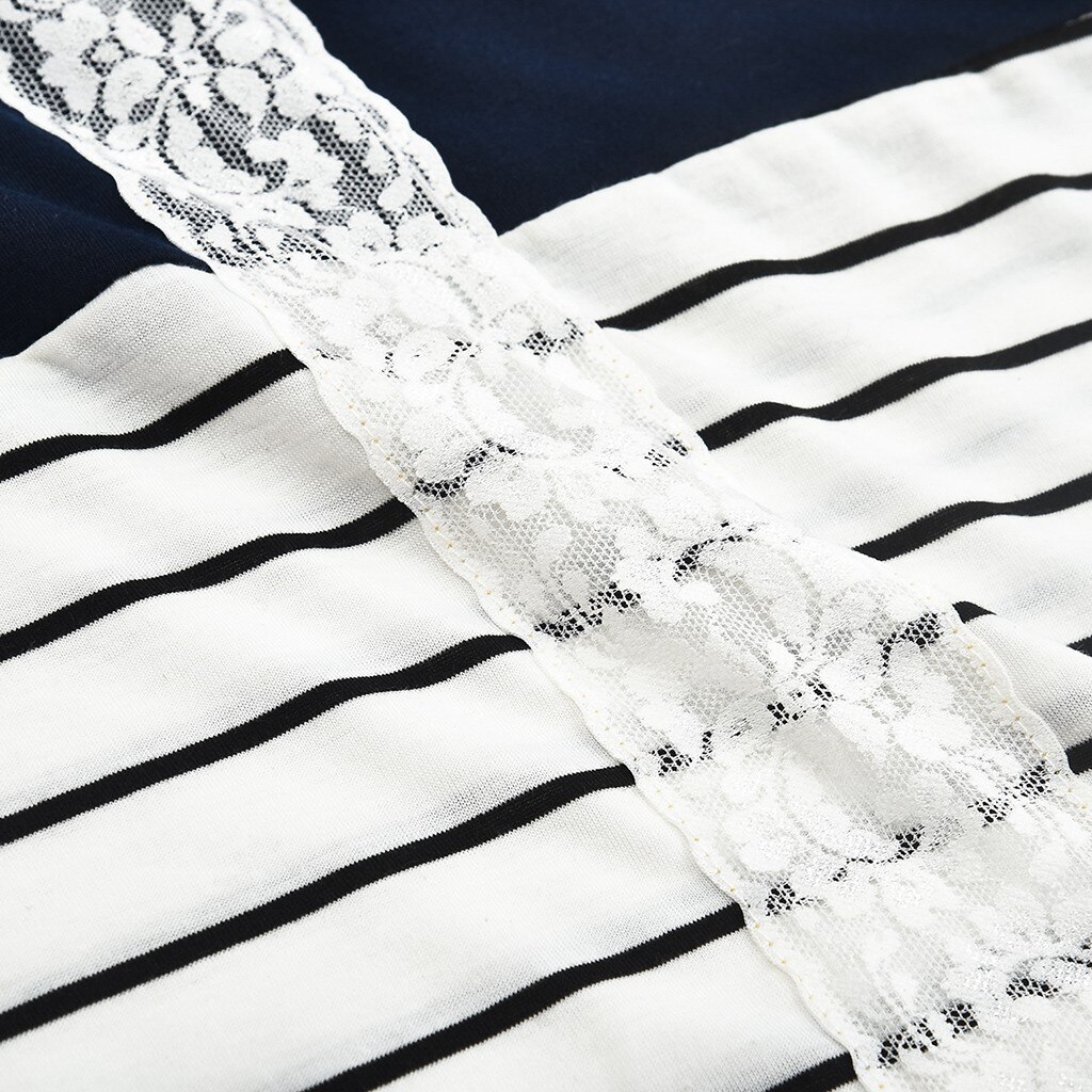 Kvinder mor gravid ammeoverdele langærmede t-shirt med stribet print barsel amme bluse tøj toppe sommer