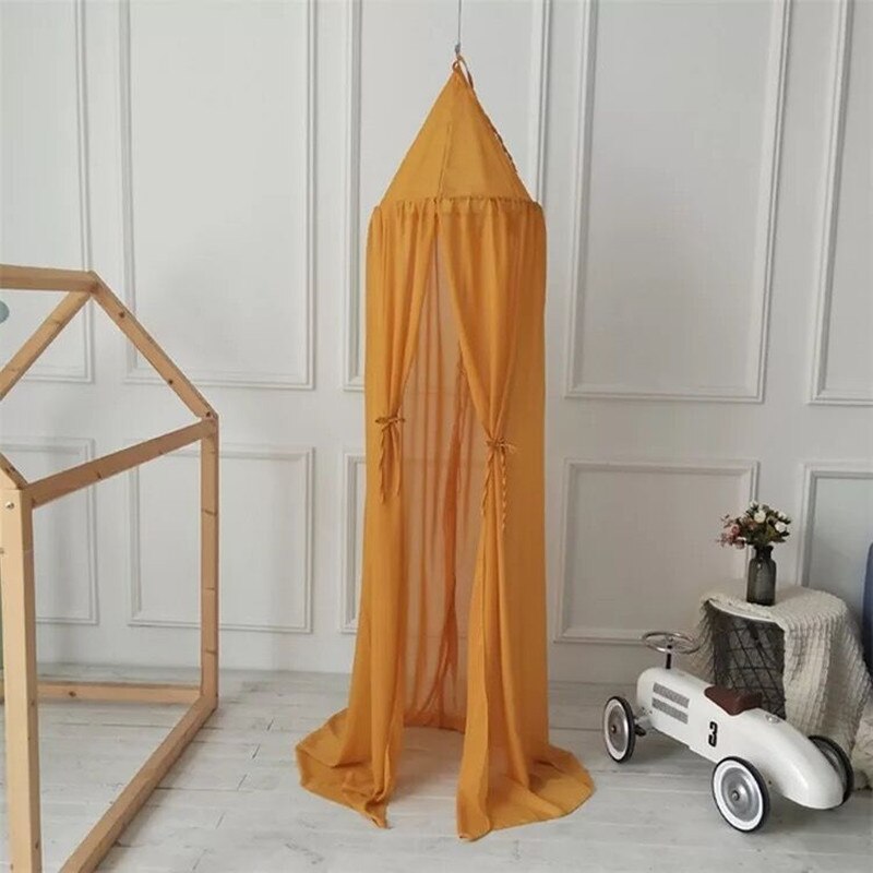 Nordic Stijl Prinses Kant Kids Baby Bed Kamer Luifel Klamboe Gordijn Beddengoed Koepel Tent: YELLOW
