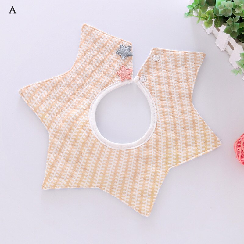 3 Lagen Baby Katoen Bib Ster Baby Waterdicht Bandana Ronde Jongens Meisjes Voeden Speeksel Handdoeken Zachte Comfortabele: A