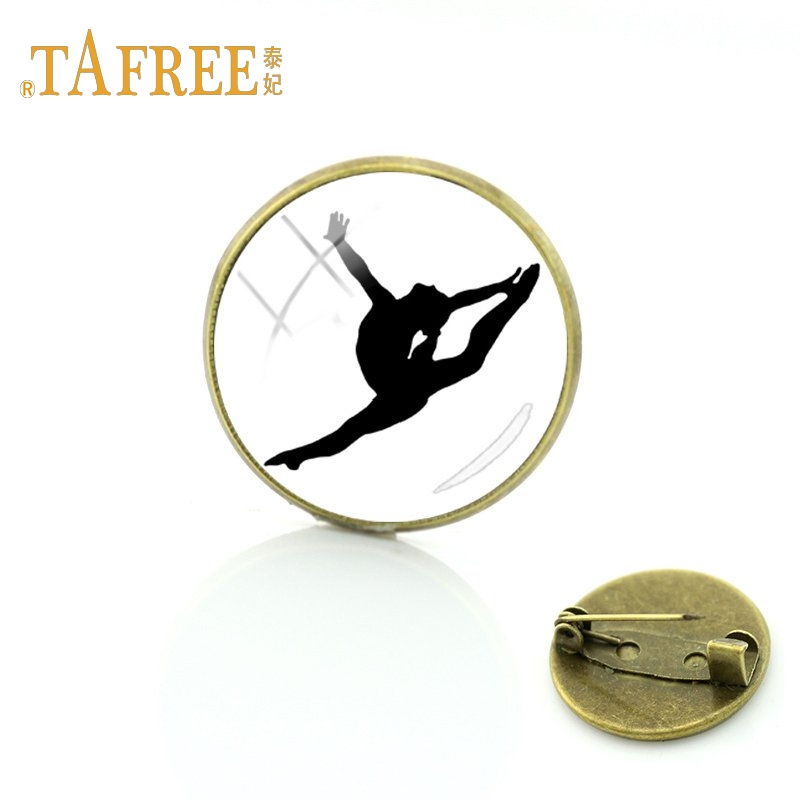 TAFREE Gymnastiek beweegt Glas cabochon dome art foto Broche sport liefhebbers gedenkteken broche kleding accessoires sieraden GY172: GY183