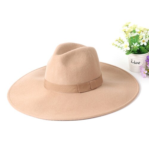 Men Fedora Hat Australia Wool Women's Hats 12cm Large Brim Woolen Hat for Classic Church Wool Felt Hat