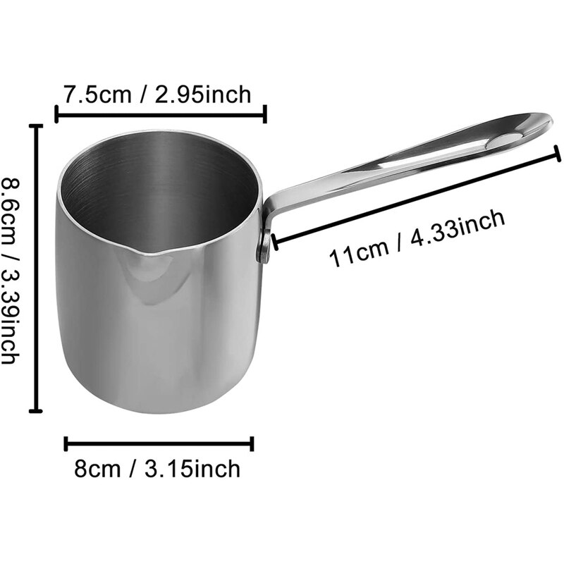 Melk Warmer Turkse Koffie Pot Boter Warmer Melting Pot Roestvrij Staal Kleine Steelpan Met Schenktuit Kookgerei (400Ml)