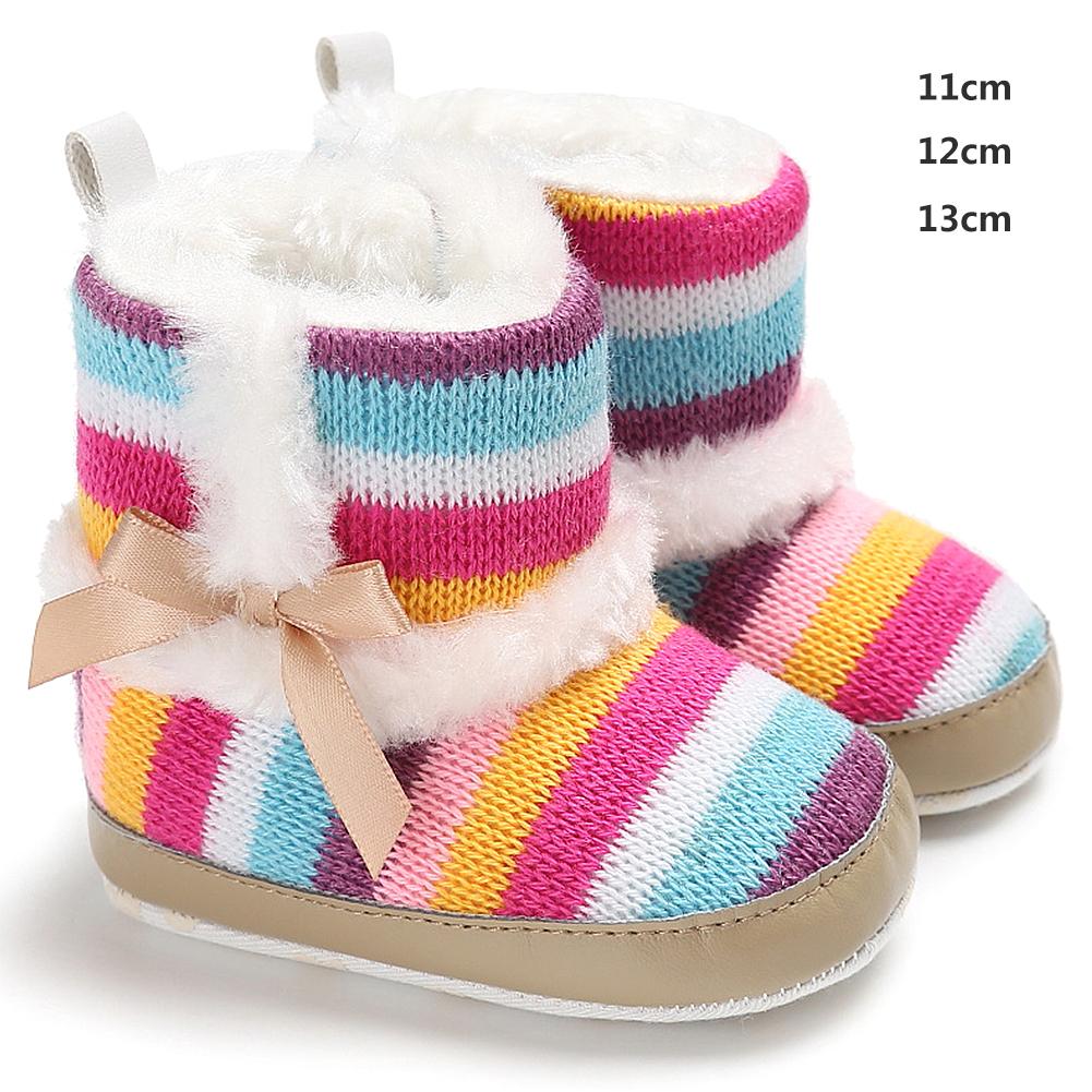 Botas de nieve para niñas pequeñas, zapatos cálidos con suela suave de arco iris, de princesa, para invierno