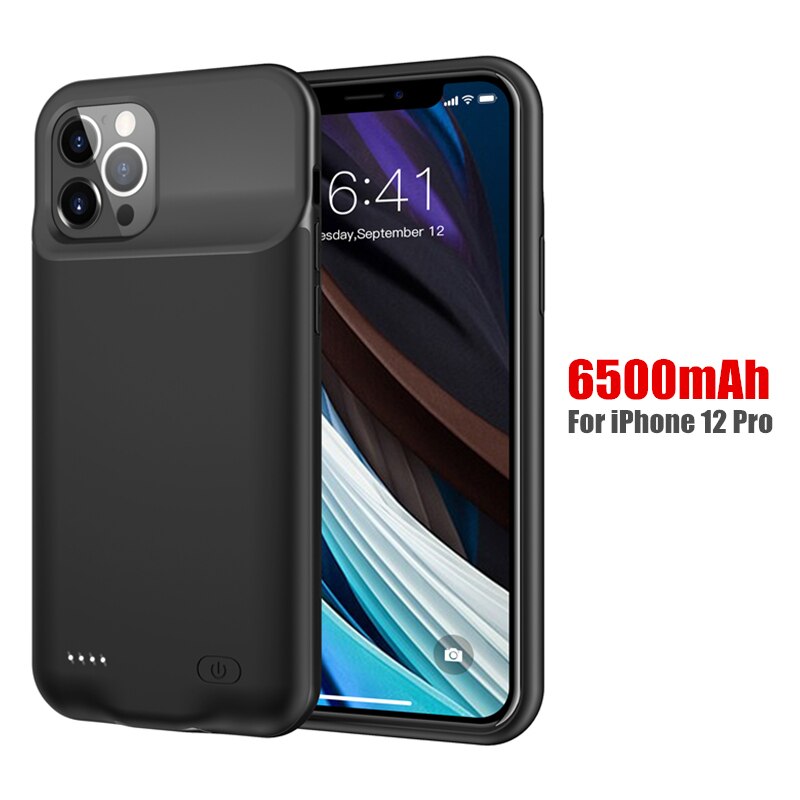 Amstar odporny na wstrząsy futerał na ładowarkę do iPhone 12 Pro Max 12 Mini Powerbank Case zewnętrzny zestaw do ładowania baterii: Black 12 Pro