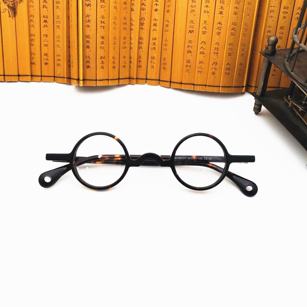 BETSION Jahrgang Kleine Runde 34mmEyeglass Rahmen Acetat Vollrand Hand Gemacht Für Männer Frauen Optische Verordnung Brillen: Schildkröte