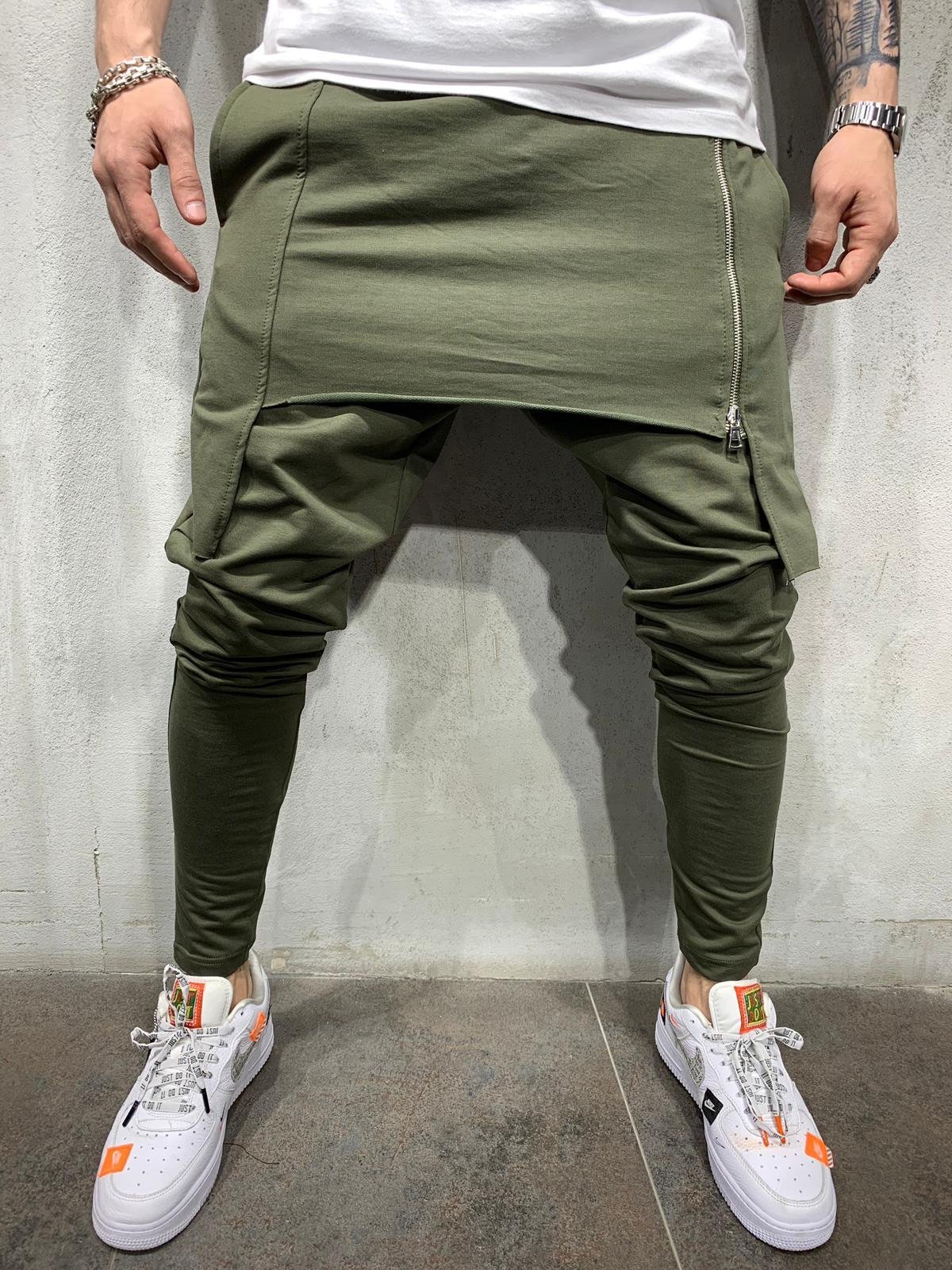 Mannen Broek Diep Kruis Broek Elastische Taille Losse Baggy Hip-Hop Dance Losse Harem Heren S-3XL: M / green