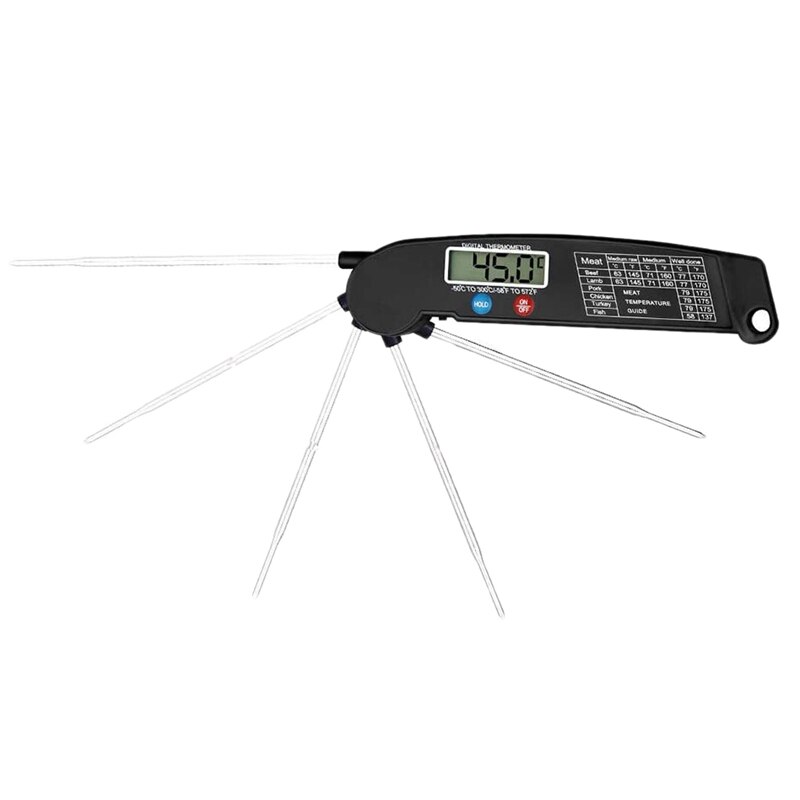 Food Thermometer Digital Instant Read Meat and Cooking Tool Kitchen Steak Deep Fry Smoker BBQ Foldable Temperature Gauge: Default Title