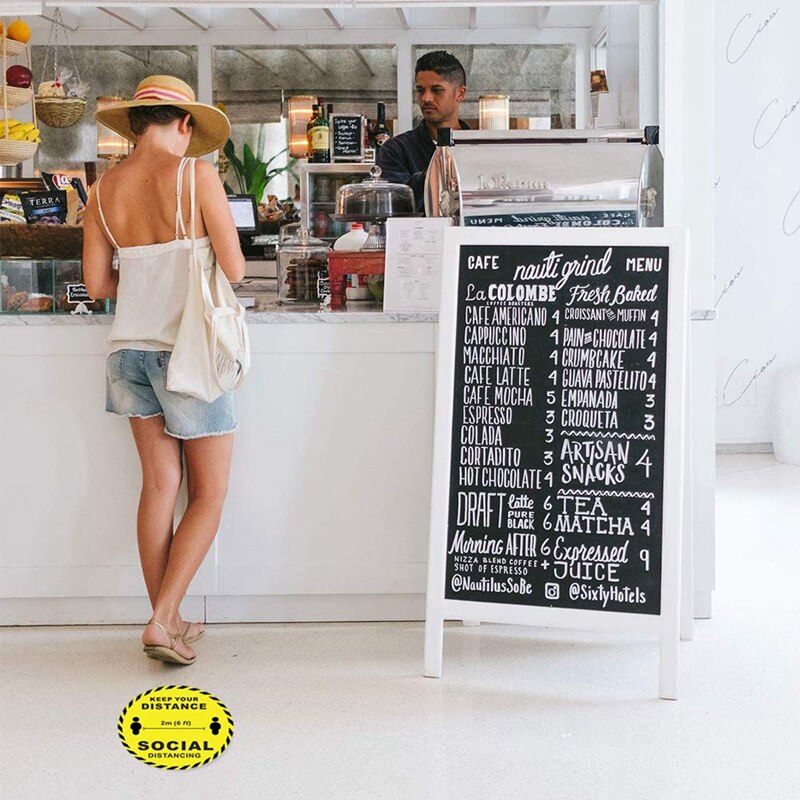 Social Distancing Floor Decals 10 Safe Floor Sign Stickers Shopping Mall Social Distance 12-Inch Removable Stickers