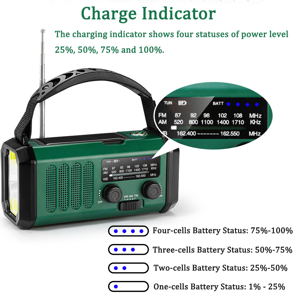 10000mAh Emergency Radio Solar Hand Crank Dynamo Radio FM/AM/NOAA Flashlight SOS Alarm Power Bank راديو الطوارئ רדיו ופנס חירום