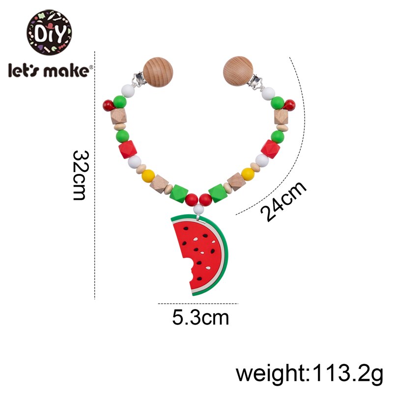 Let's Make Watermelon Teether Children's Bracelet Toys Rattles Nipple Clips Stroller Chain Necklaces Baby Christmas: Cart chain