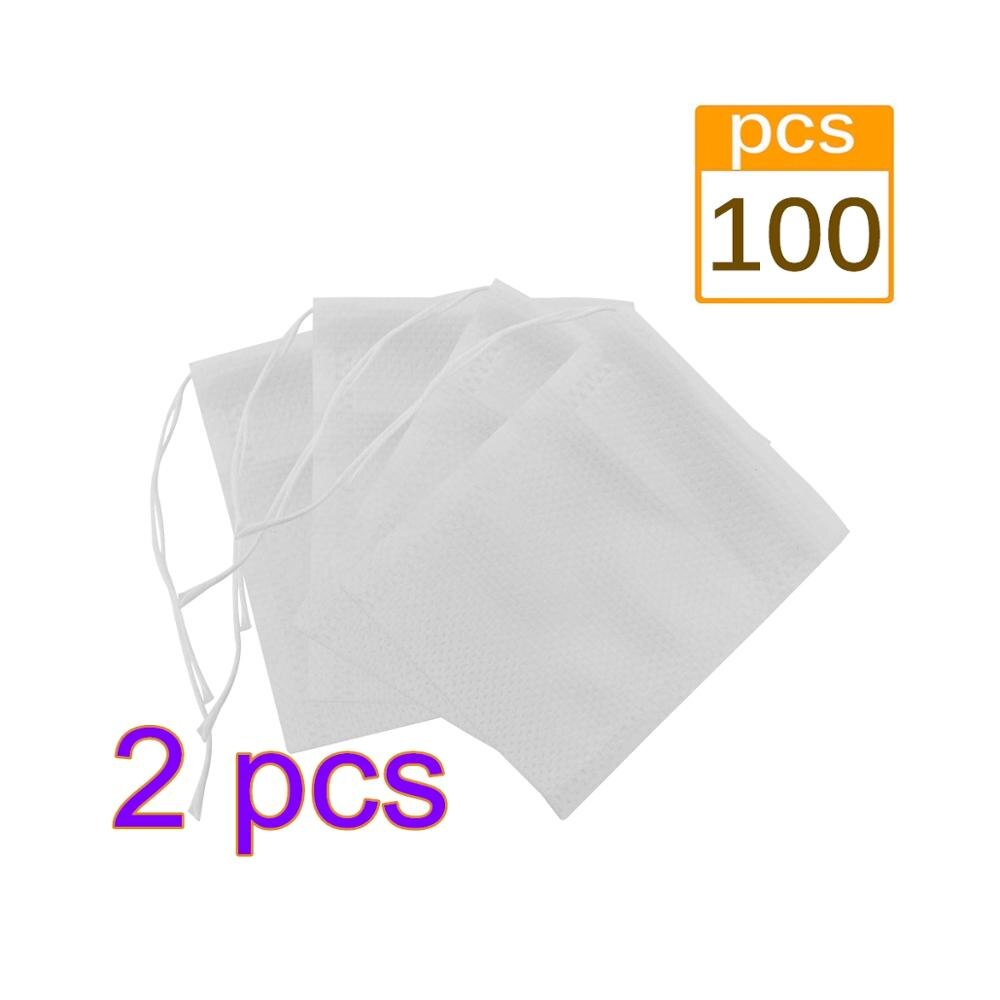 100 Stks/partij Wegwerp Theezakjes Met String Genezen Afdichting 5.5*7 Cm Zakje Theezakje Lege Theezakjes Voor Kruid losse Thee: 2pcs