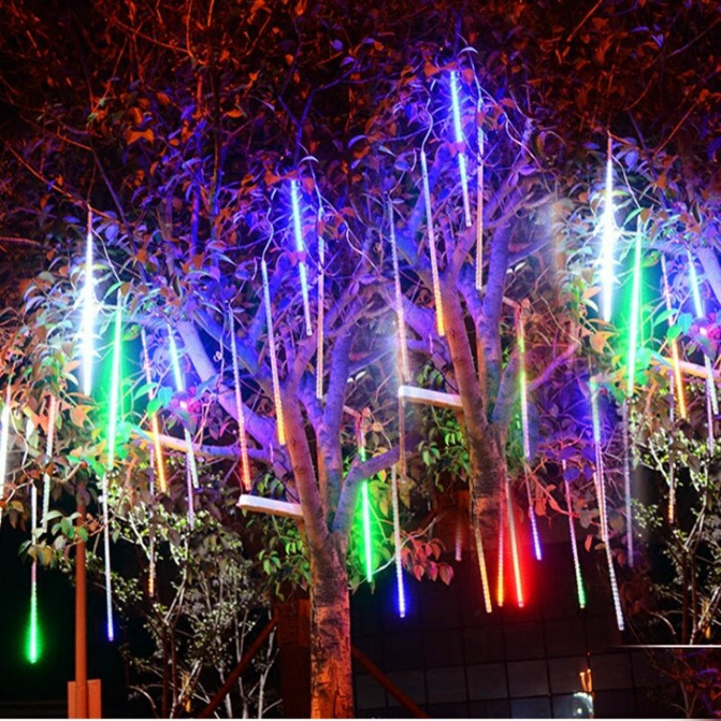 30/50cm 8 tubos lluvia de meteoros luces de cadena LED decoraciones para árboles de Navidad guirnalda de calle para decoración al aire libre Año Navidad