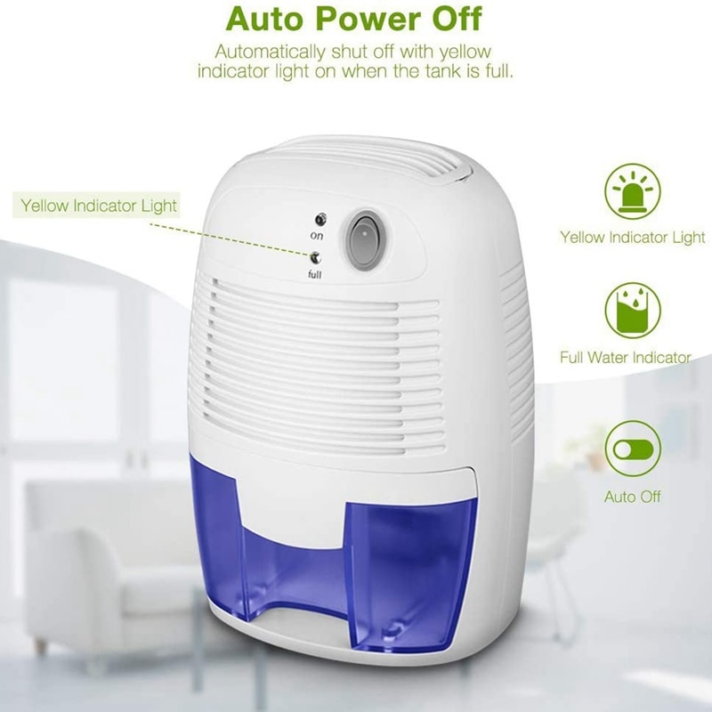 Mini affugter usb bærbar lufttørrer elektrisk køling med 500ml vandtank til hjemmet soveværelse køkken kontorbil: Default Title