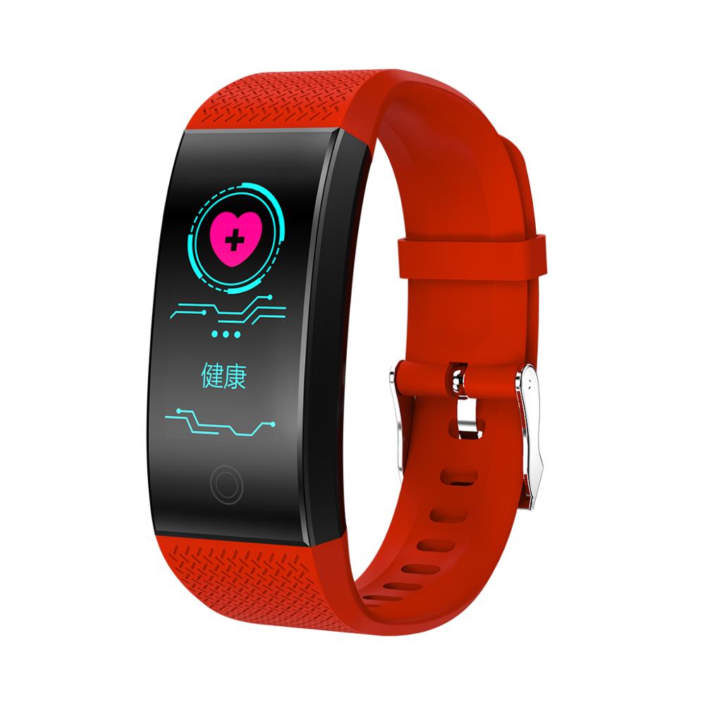 Smart watch  qw18 ip68 vandtæt smartband puls søvnmåler sports passometer fitness tracker bluetooth smartwatch: Rød