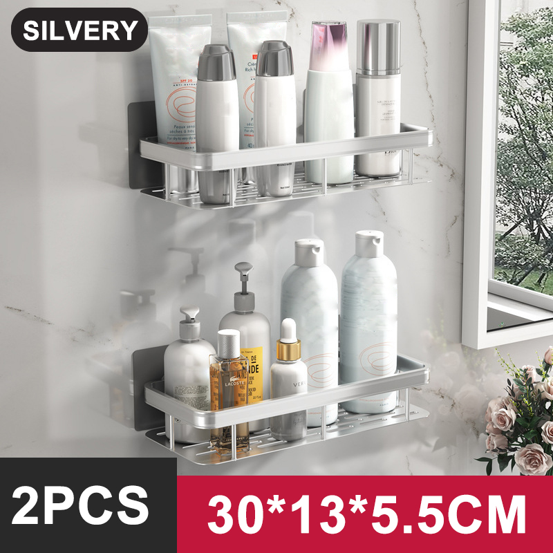 Keukenopslag badkamerplanken Organisator Aluminium Doucheplank Accessoires Shampoo Rek multi-scenario Geen boorplank