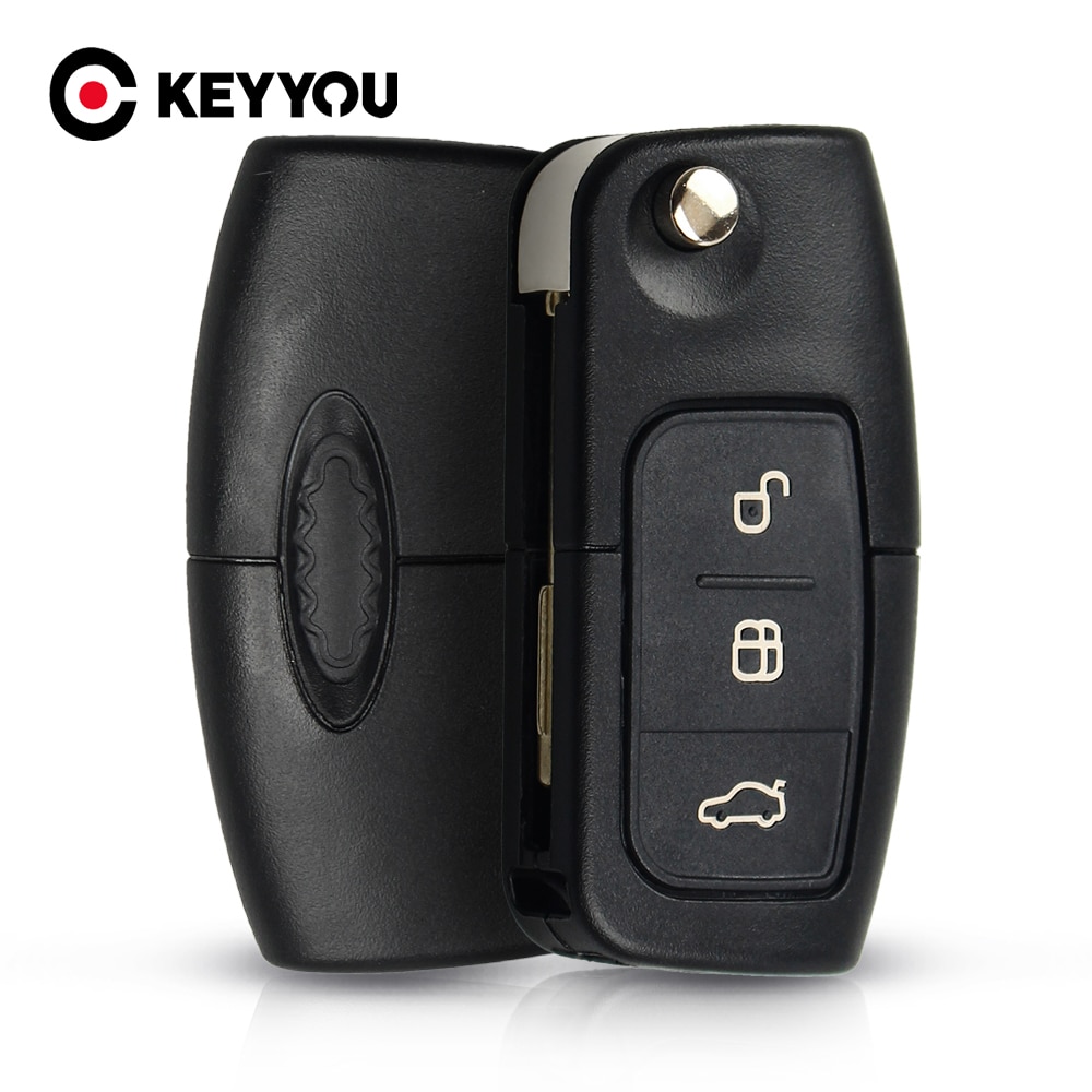 Nyckel du skär blad 3 knappar fällbar fjärrkontroll för ford focus mondeo fiesta fob fodral 433 mhz 4 d 63 chip