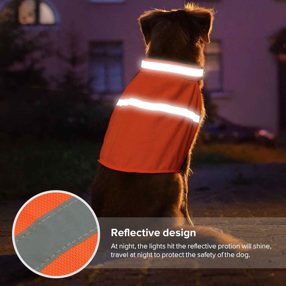Dog Reflective Vest High Visibility Adjustable Strap Safety Jacket Keep Your Dog be Seen and Safe from Cars & Hunting Accidents