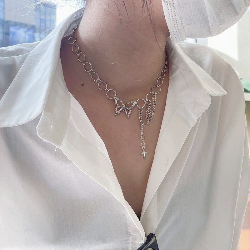Kpop Vintage Harajuku Goth catene a cuore in metallo girocollo collane Grunge per donna Egirl Cosplay accessori estetici gioielli: J