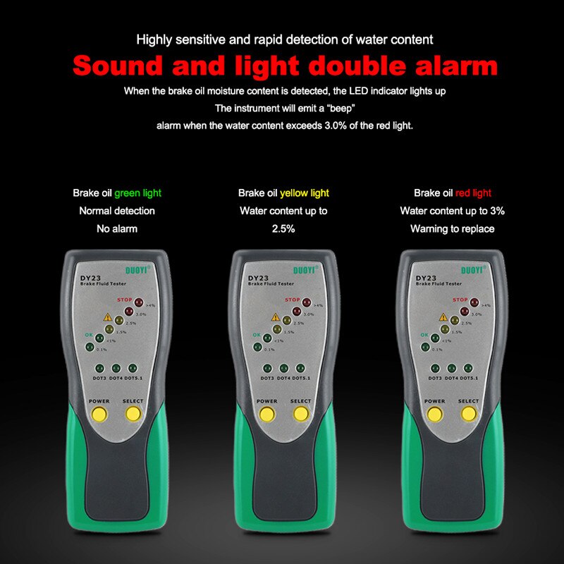 DY23 Automotive Brake Fluid Tester Digital Brake Fluid Inspection Check Car Brake Oil LED Indicator Display