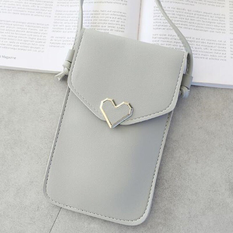 Bandolera de cuero para mujer, Mini bolso para teléfono móvil, bandolera para estudiante, bolso de hombro pequeño: Light Grya  Type 4