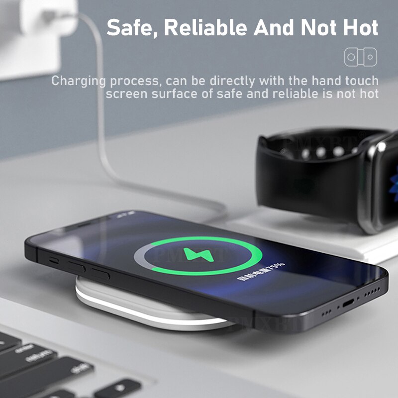 Foldable Magnetic Duo Charger Mag For Safe iPhone 12 Pro 2in1 Wireless Dual-Charger For Apple iPhone 13 Mini iWatch Airpods Fast